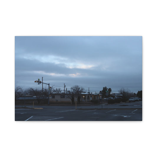 A Street That Waits for No One — Moody Blue Urban Dawn Landscape
